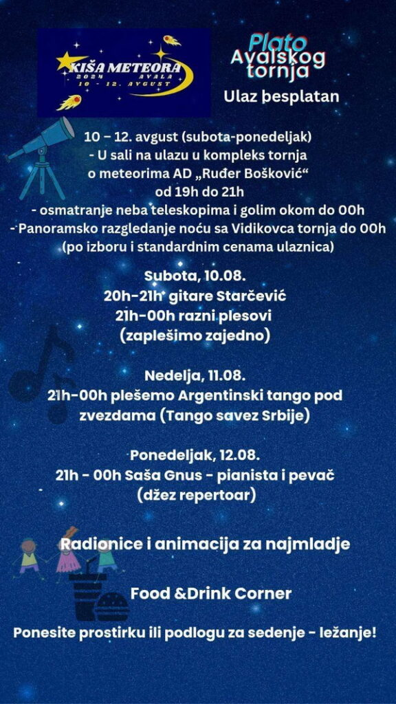 Program organizovanog osmatranja kiše meteora kod Avalskog tornja.